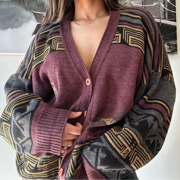 Vintage Sweaters - Vintage 90s OVersized Knit slouchy indie retro grunge cardigan shacket